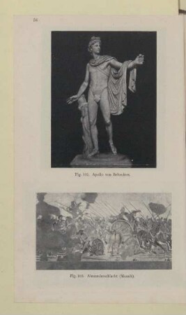 [Fig. 102.-103. Apollo von Belverde und Alexanderschlacht]