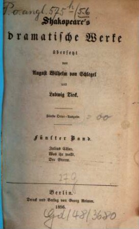 Shakspeare's dramatische Werke, 5