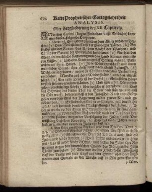 Analysis. Oder Zergliederung des XII. Capittels