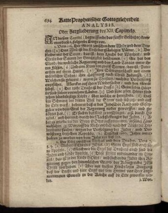 Analysis. Oder Zergliederung des XII. Capittels