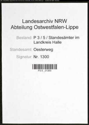 Sterberegister Standesamt Oesterweg