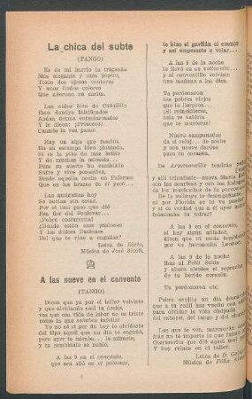 A las nueve en el convento : (Tango)