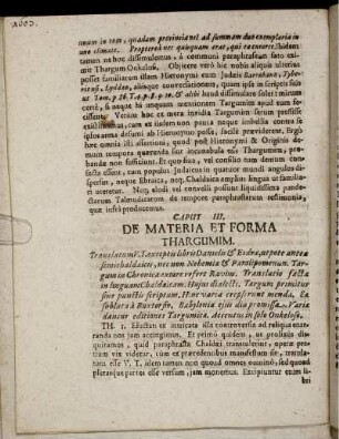 Caput III. De Materia Et Forma Thargumim