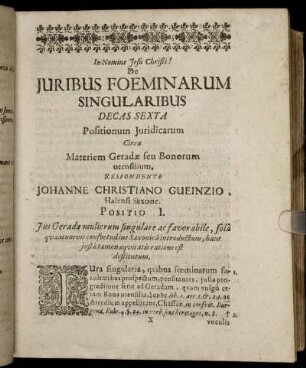 Decas Sexta Positionum Juridicarum Circa Materiem Geradæ seu Bonorum utensilium.