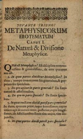 Erotemata metaphysica pro incipientibus : Accessit pro adultis historia variae fortunae, quam metaphysica experta est