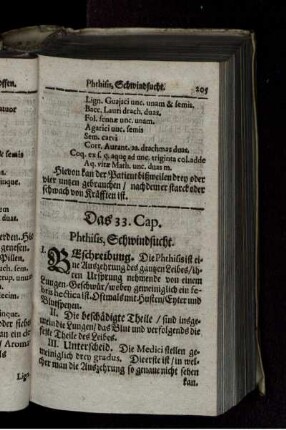 Das 33. Cap. Phthisis, Schwindsucht.