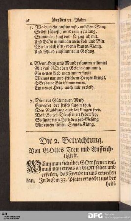 Die 2. Bertrachtung. Von GOttes Treu und Auffrichtigkeit.
