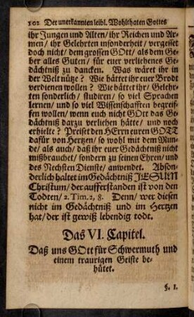 102-118, Das VI. Capitel.