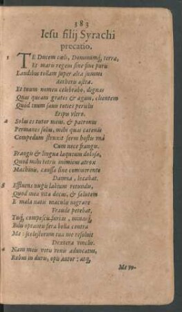 Iesu filii Syrachi precatio.