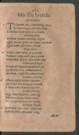 Iesu filii Syrachi precatio.