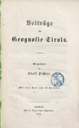 Beiträge zur Geognosie Tirols, [1]