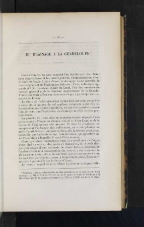 Du Drainage a la Guadeloupe.