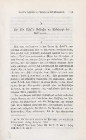 187-205 Dr. Alb. Stöckl's Geschichte der Philosophie des Mittelalters : I.