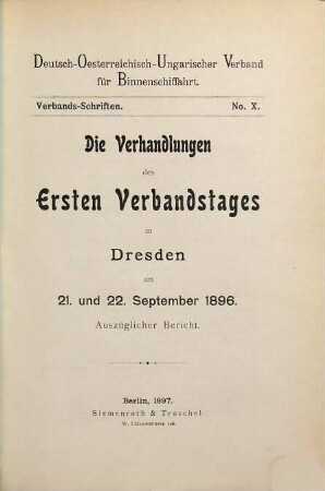 Verhandlungen des ... Verbandstages. 10 = 1. 1896 (1897), 21. - 22. Sept.
