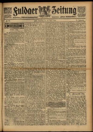 Erste Ausgabe vom Samstag, den 23. April 1904.