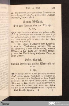 Erstes Kapitel. Von der Verbindung einzeler Woerter mit einander