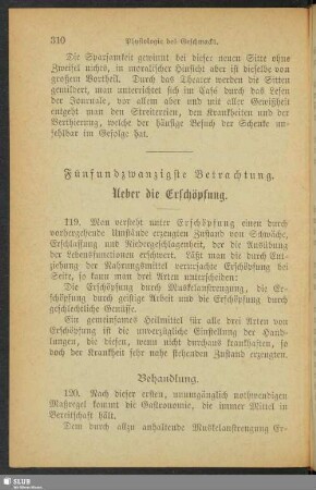 Fünfundzwanzigste Betrachtung. Ueber die Erschöpfung