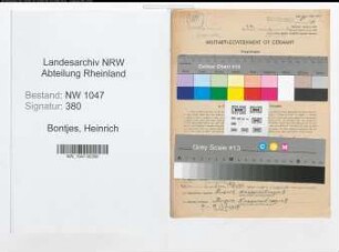 Entnazifizierung Heinrich Bontjes , geb. 22.04.1906 (Zollbeamter)
