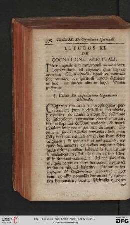 Titulus XI: De Cognatione Spirituali