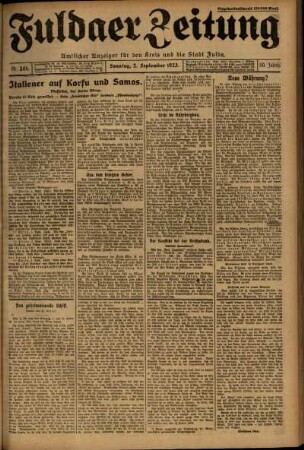 Erste Ausgabe vom Sonntag, den 02. September 1923.