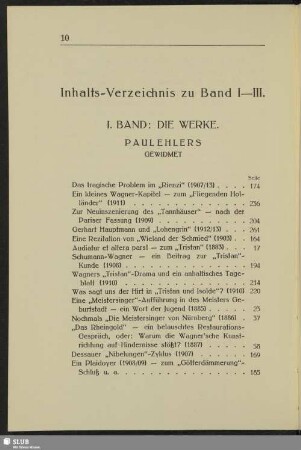 Inhalts-Verzeichnis zu Band I-III
