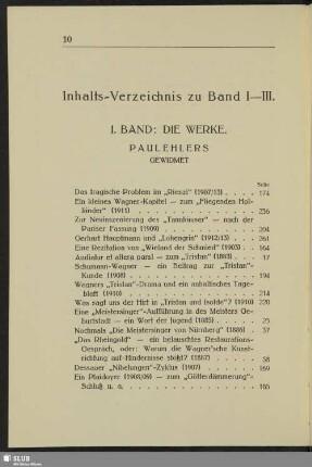 Inhalts-Verzeichnis zu Band I-III