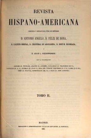 Revista hispano-americana, política, económica, científica, literaria y artística. 2. 1865 = Jg. 2, Jan. - Apr.
