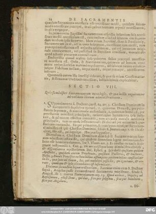 Sectio VIII. Quis sit minister Sacramentorum novae legis, & quae in illo requirantur ad validam illorum administrationem.