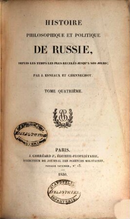 Histoire philosophique et politique de Russie : depuis les temps les plus reculés, jusqu'à nos jours, 4