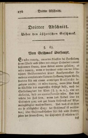 Dritter Abschnitt. Ueber den ästhetischen Geschmack.