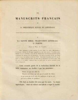 Description des manuscrits français du moyen âge de la Bibliothèque Royale de Copenhague : précédee d'une notice historique sur cette Bibliothèque