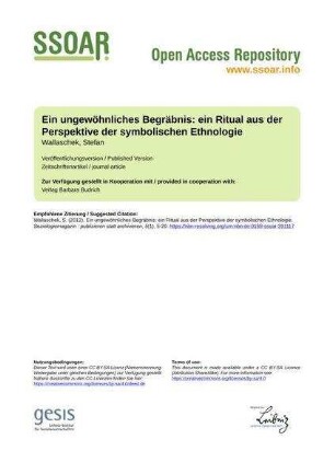 Ein ungewöhnliches Begräbnis: ein Ritual aus der Perspektive der symbolischen Ethnologie