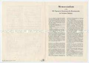 Sonderdruck mit dem Memorandum des DDR-Komitees zum Schutze der Menschenrechte an die XIX. Tagung der UNO-Menschenrechtskommission