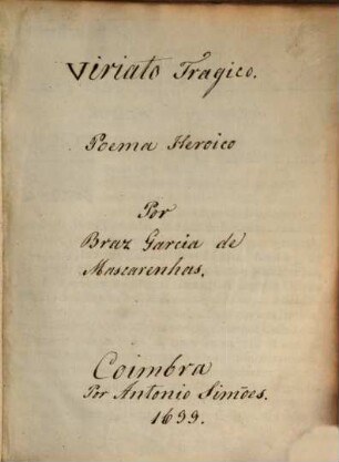 Viriato tragico : Poema heroico