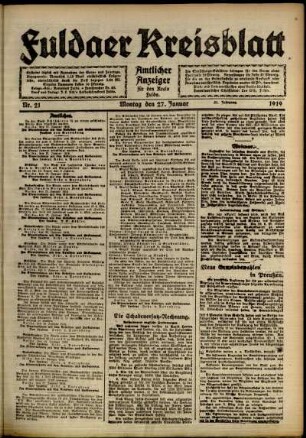 Ausgabe vom Montag, den 27. Januar 1919.