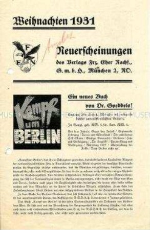 Werbeprospekt des Eher-Verlages mit dem Weihnachtsangebot 1931
