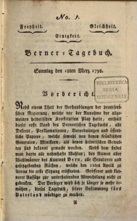 Walthards Zeitung. 1, [1] = 1798, 18. März - 18. Juni