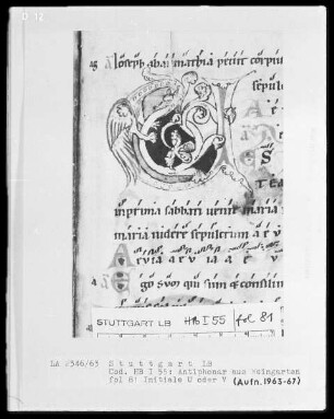 Monastisches Antiphonale — Initiale V, Folio 81recto
