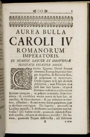 Aurea Bulla Caroli IV Romanorum Imperatoris.