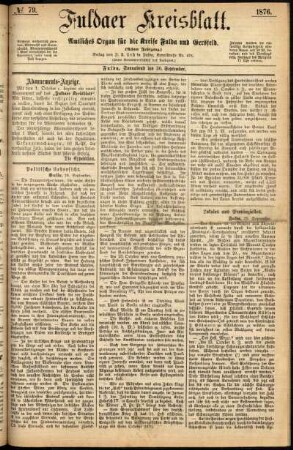 Ausgabe vom Samstag, den 30. September 1876.