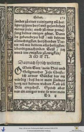 Volgen Gebet nach der empfahung des hochwürdigen Sacraments.