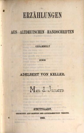 Erzählungen aus altdeutschen Handschriften