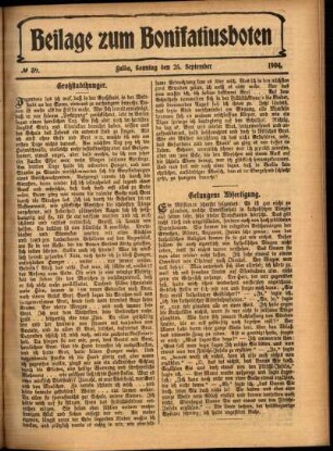 Zweite Ausgabe vom Sonntag, den 25. September 1904.