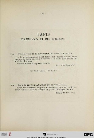 Tapis d’aubusson et des gobelins (Nr. 133-136) mit Planche LXXIII-LXXIV