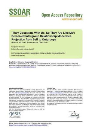`They Cooperate With Us, So They Are Like Me': Perceived Intergroup Relationship Moderates Projection from Self to Outgroups