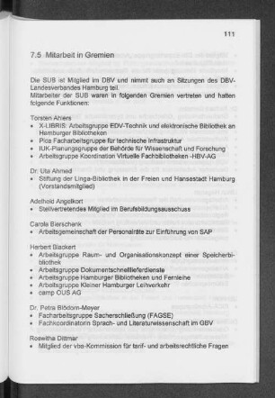 7.5 Mitarbeit in Gremien