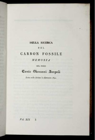 Della Ricerca Del Carbon Fossile