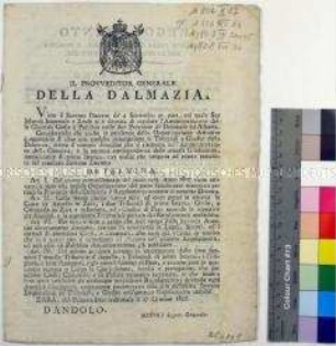 Gesetzblatt des Generalgouverneurs von Dalmatien, Italienisch 24. Dezember 1806 27. Oktober 1806