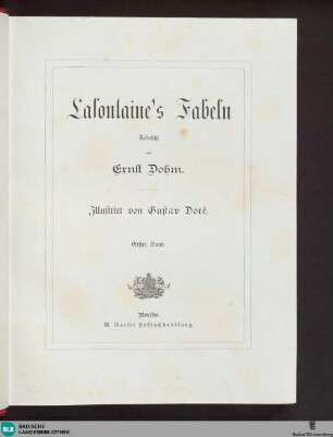 1: Lafontaine's Fabeln