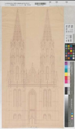 Soest (Soest) Wiesenkirche Westansicht (1928) 1 : 100 75 x 38,5 Pause Staatshochbauamt Soest